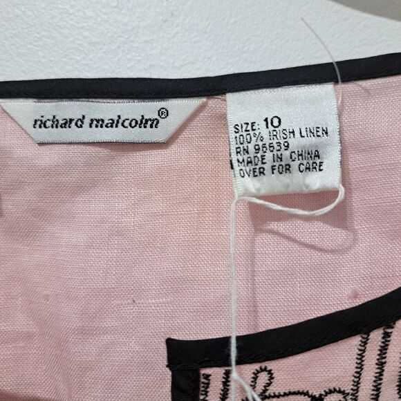 Richard Malcolm Irish Linen Embroidered Modest Top Size 10 Pink/Black NWT - Picture 8 of 15